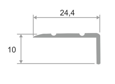 Угловой порог алюминиевый с насечками 24х10 мм ПО-24х10 Золото матовое 2,7 м