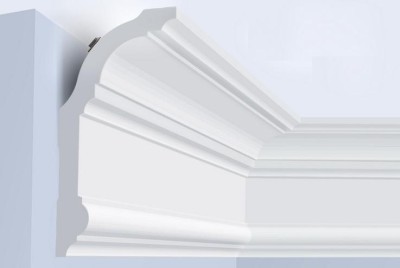 Потолочный плинтус 130х65 мм Hiwood A130 белый 2 м