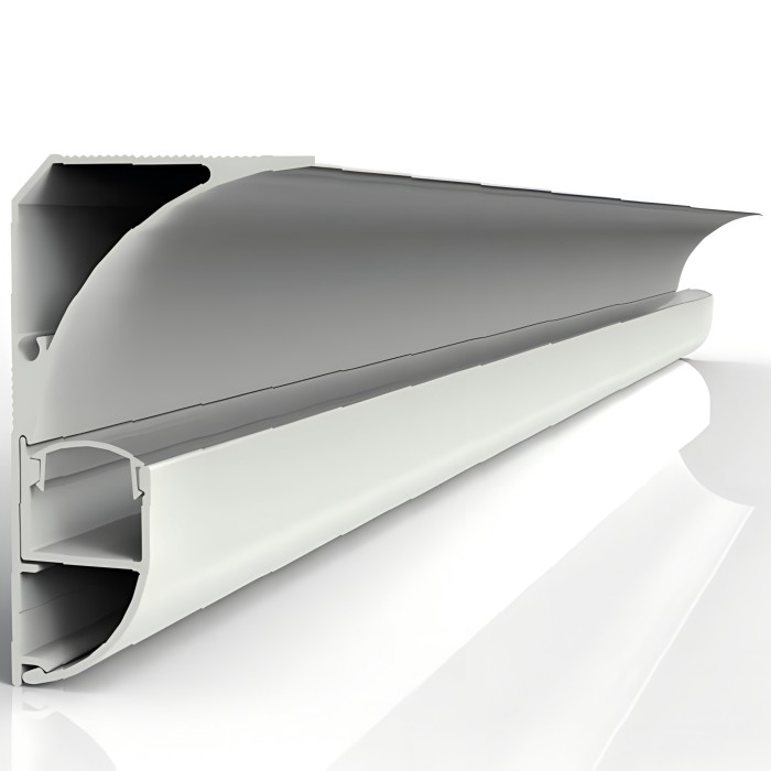 Потолочный плинтус алюминиевый под гипсокартон с LED подсветкой 60х36 мм Мега-Трейд 2501 белый муар RAL 9016 3 м