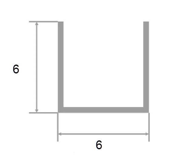 Полированный латунный П-профиль 6х6х6 мм PU6 3м