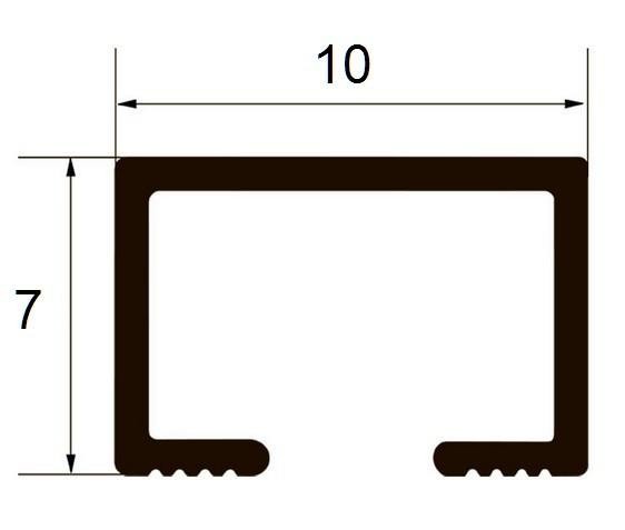 Алюминиевый П-профиль 7х10 мм Б-7 серебро люкс браш 3 м