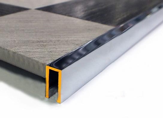 Профиль П-образный из латуни 10х10 мм ЛП-10/10 Хром полированный 2,7 м