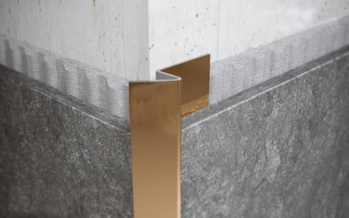 Наружный стальной профиль для плитки FFS 12 GP Золото полированное 2,7 м