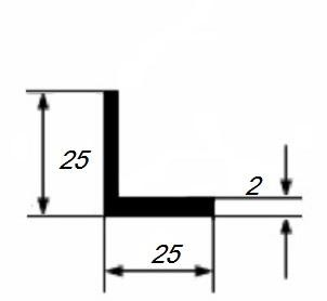 Алюминиевый уголок 25х25х2 мм равносторонний 3 м