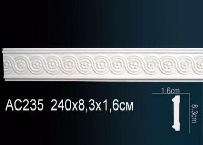 Молдинг с орнаментом Перфект AC235 83х16 мм 2,4 м белый полиуретан