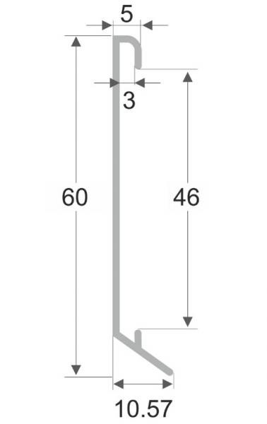 Алюминиевый плинтус 60 мм для ковролина ПО-194 без покрытия 2,7 м