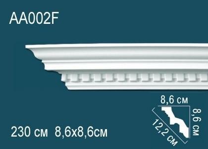 Гибкий потолочный плинтус с орнаментом Перфект AA002F 86х122х86 мм 2,3 м белый полиуретан