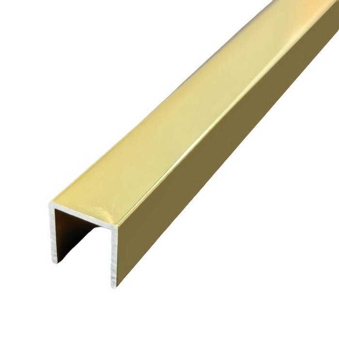 Алюминиевый П-образный профиль 8х8 мм П-8х8-03 золото глянец 2.7 м