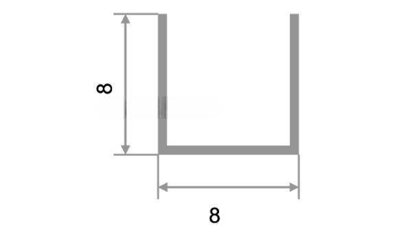Алюминиевый П-образный профиль 8х8 мм П-8х8-03 золото глянец 2.7 м